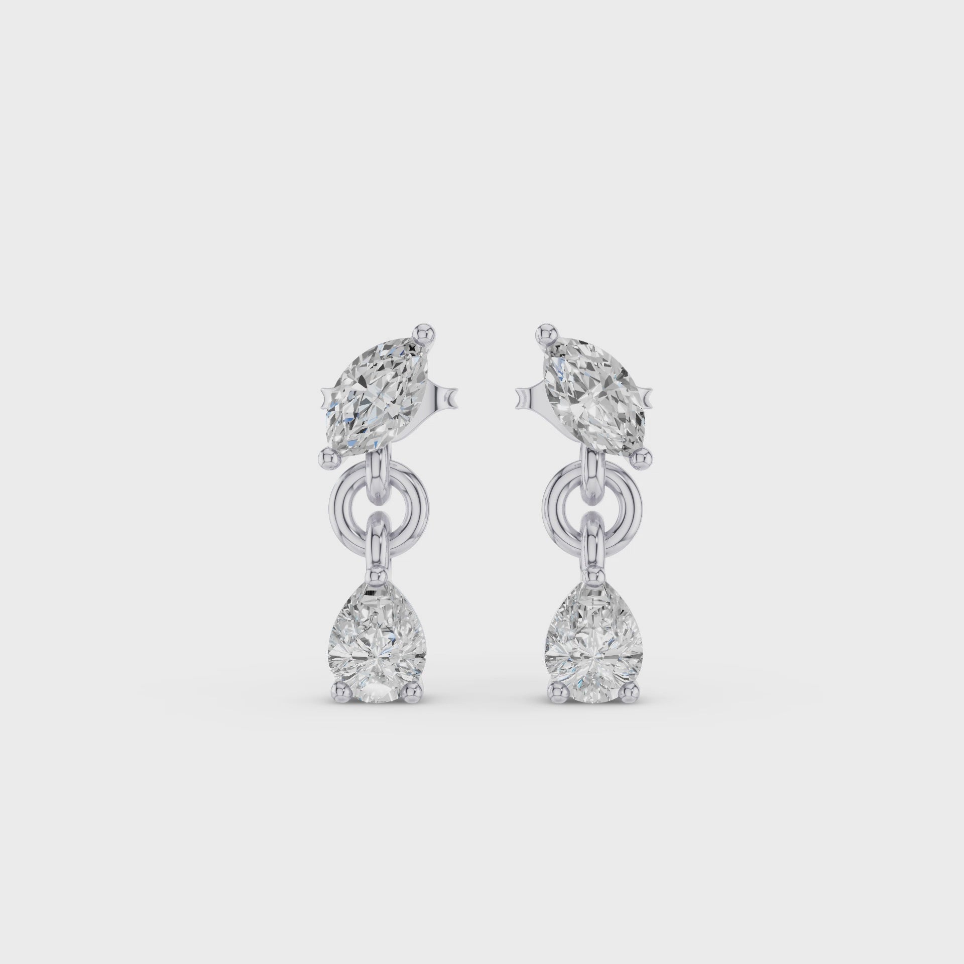 Pear and Marquise Dangling Diamond Earrings