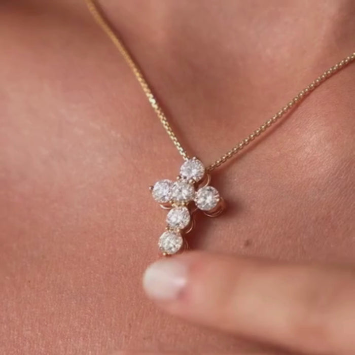 Round Diamond Cross Pendant Necklace