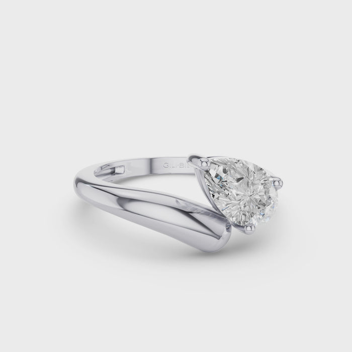 Pear Shaped Lab Grown Diamond WIth Twist Band Ring