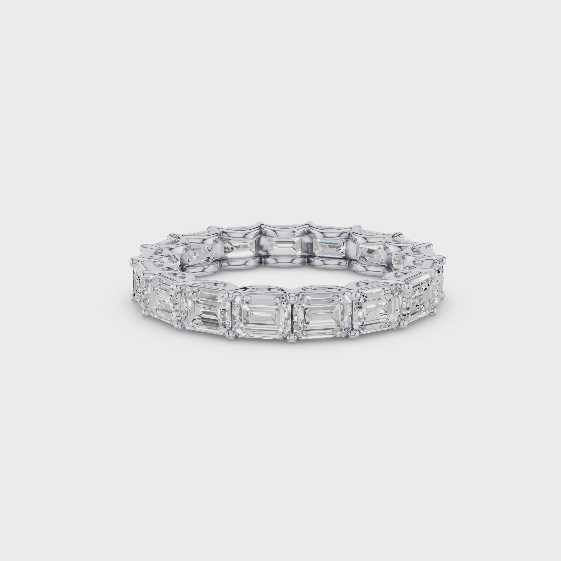 East West Full Eternity Emerald Cut Lab Grown Diamond Ring