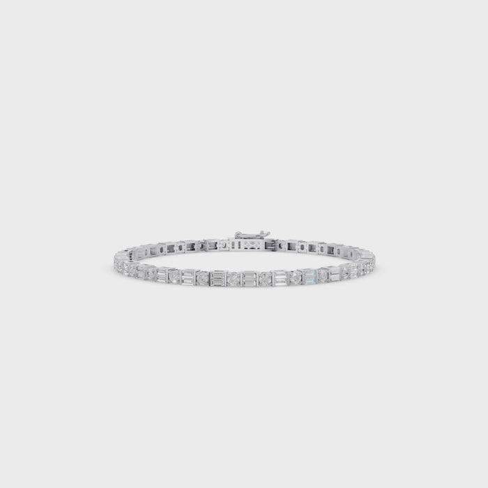 Baguette & Round Diamond Tennis Bracelet
