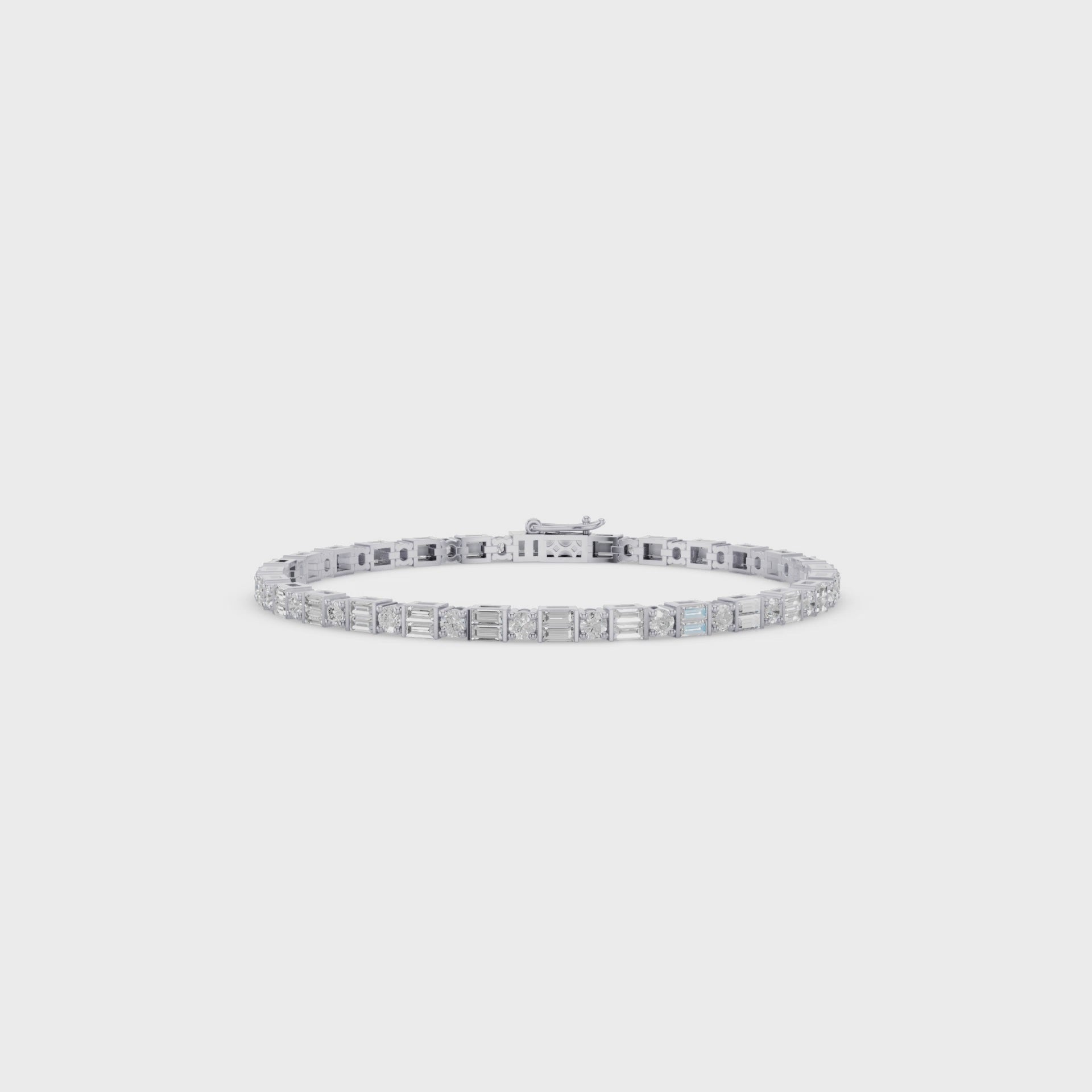 Baguette & Round Diamond Tennis Bracelet