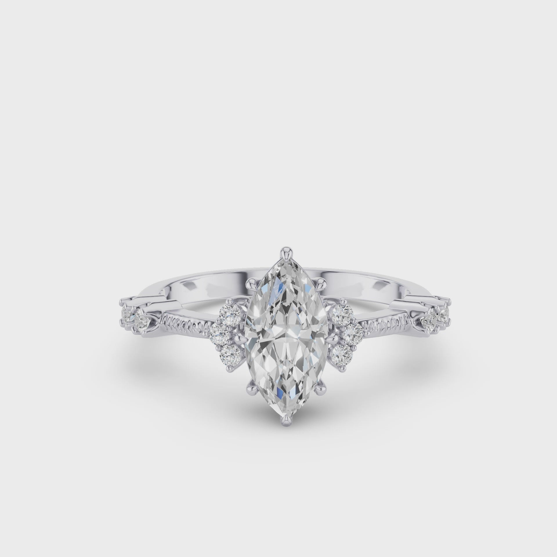 Marquise Shaped Lab Grown Diamond Art Deco Enagement Ring