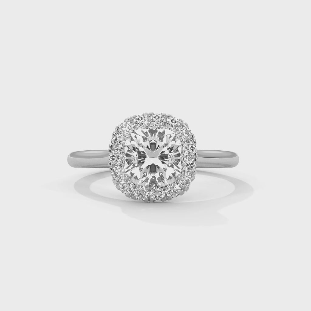 cushion halo ring in White gold