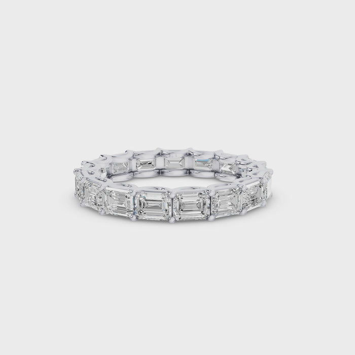 East West Full Eternity Emerald Cut Lab Grown Diamond Ring