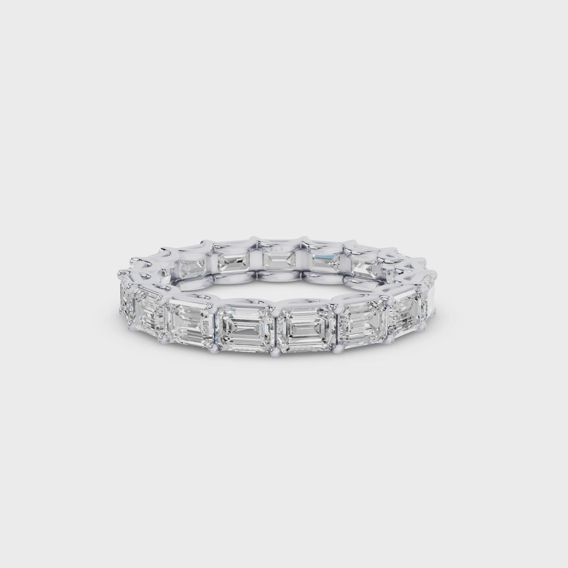 East West Full Eternity Emerald Cut Lab Grown Diamond Ring