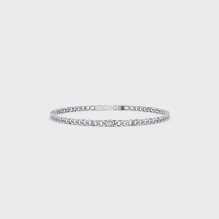 Bezel Set Diamond Cuban Link Bracelet