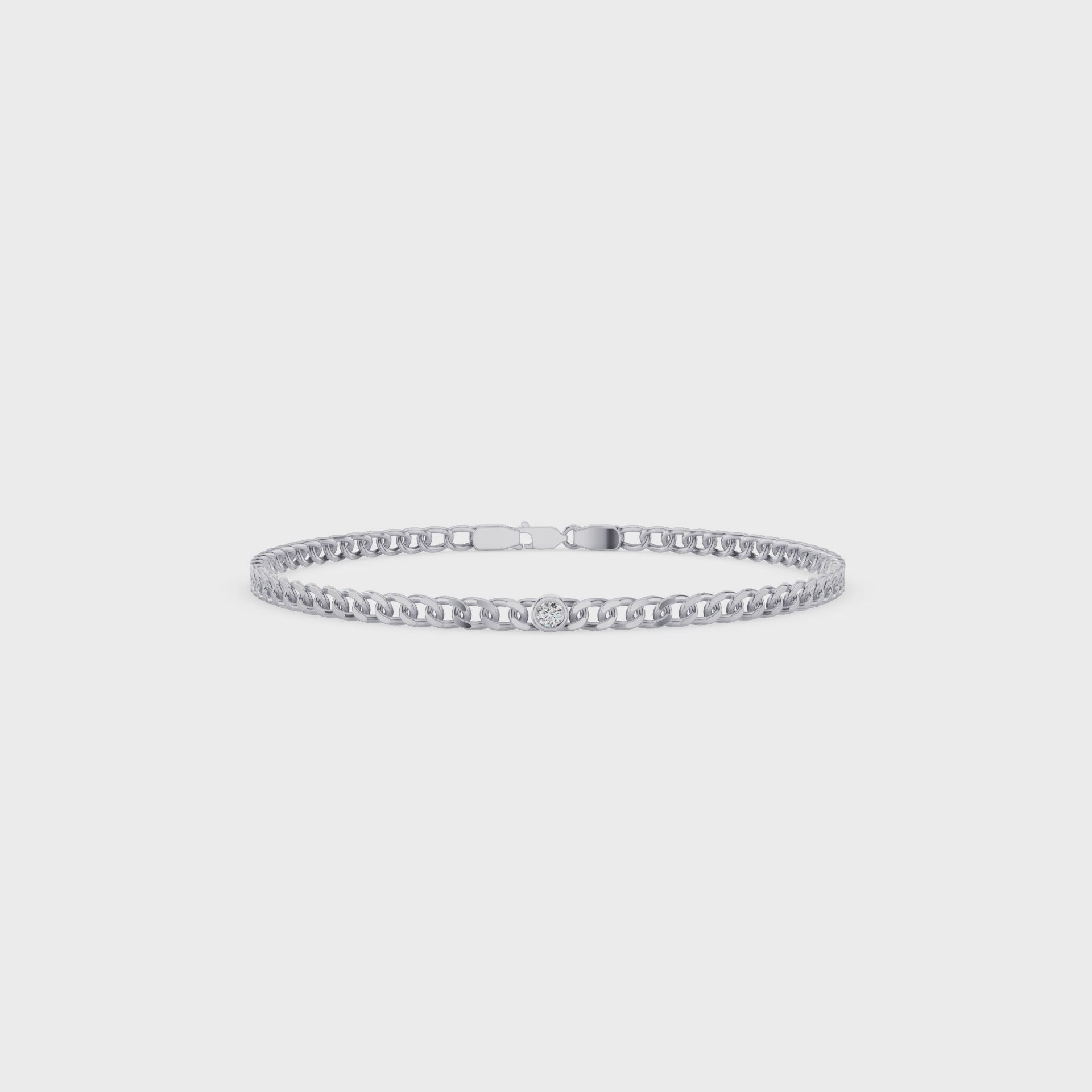 Bezel Set Diamond Cuban Link Bracelet