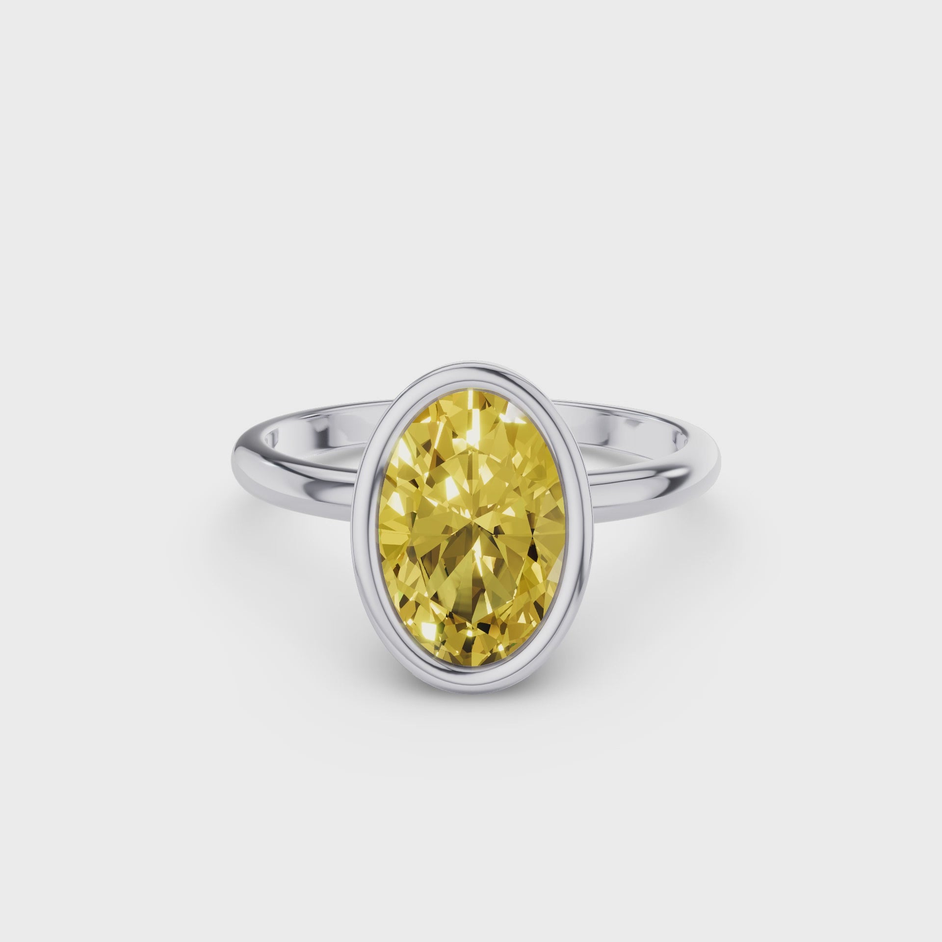 Fancy Yellow Oval Lab Grown Diamond Engagement Ring