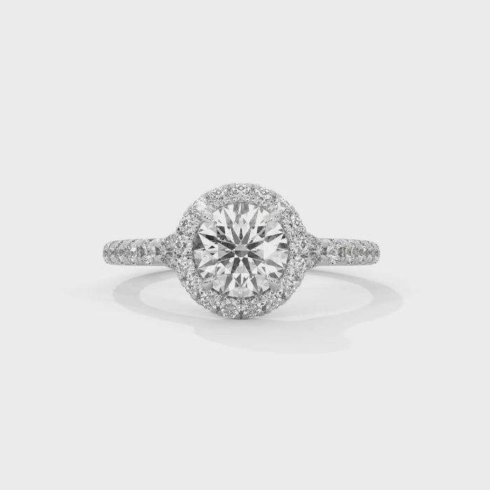 Round solitaire Halo ring 