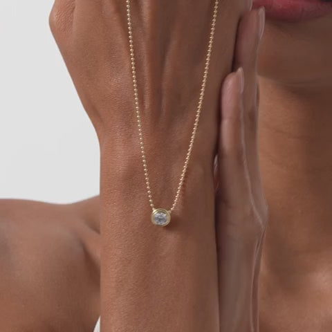 Round Brilliant Diamond Bezel Set Beaded Necklace