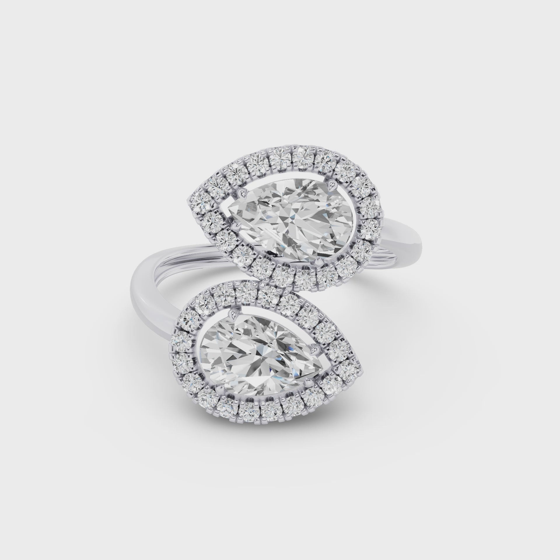 Dual Pear Shaped Lab Grown Halo Bypass Ring